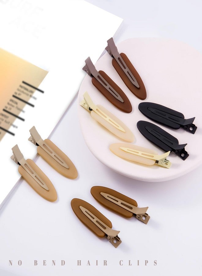 Cptots 10 Pcs Creaseless No Crease No Bend Flat Hair Clips For Styling Non Slip Makeup Clips For Women Salon Hairstyle,Matte Black Brown Beige - Image 3